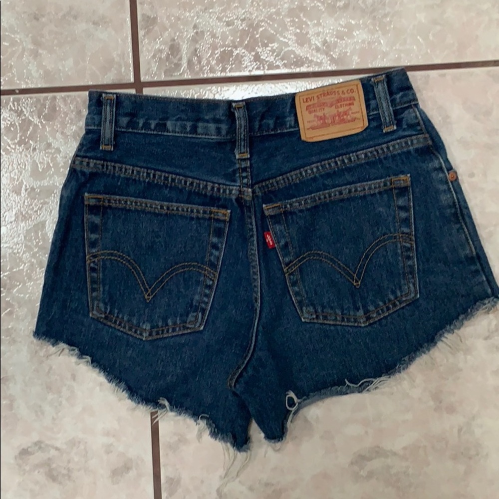 Levi's Dark Blue High Waist Denim Cutoff Shorts